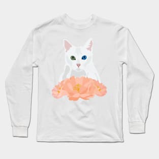 Floral White Cat Princess Long Sleeve T-Shirt